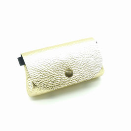 Bourse Double Cuir champagne or brillant grainé et doré