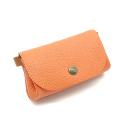 Bourse Double Cuir Orange grainé et Gris souris