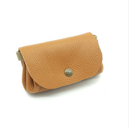 Bourse Double Cuir Camel et marron moucheté
