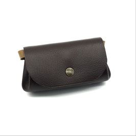 Bourse Double Cuir marron glacé et noir