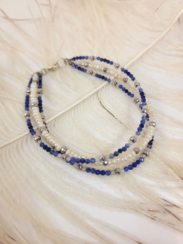 Armband van saffier en witte parel