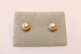 Oorsteker parel 6,5 mm roze