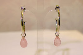 Oor creool rozekwarts druppel