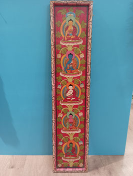 Pannello Legno 5 Buddha (nepal)