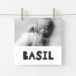 Geburtskarte Basil, 4-seitig