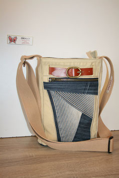 Sacoche Homme, sac besace, sac bandoulière, toile coton et jeans