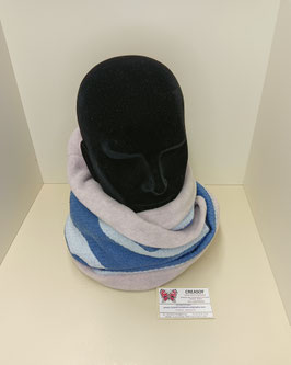 Echarpe tour de cou, deux tours , grand tube, snood, jersey polaire