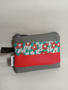 Petit porte monnaie. Couleur gris et brique