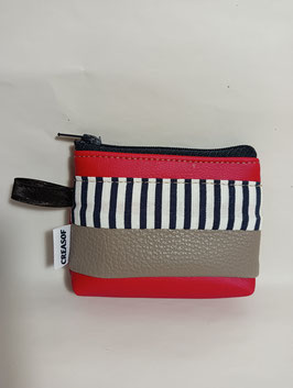 Porte monnaie, simili cuir et tissu coton fantaisie