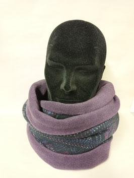 Echarpe tour de cou, deux tours , grand tube, snood, jersey polaire