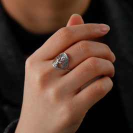 Bague arbre de vie acier inoxydable argent