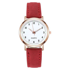 Montre fine rouge avec chiffres