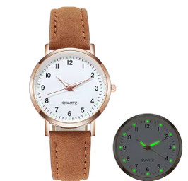 Montre fine marron avec chiffres