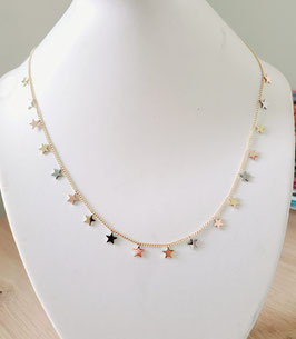 Collier étoiles acier inoxydable 3 couleurs