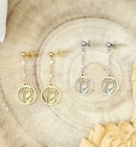 Boucles d'oreilles vierge Marie acier Or/Argent