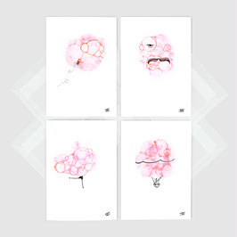 "Bubble" Karten-Set mit rosa Blasen