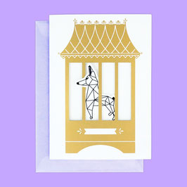 Siebdruckkarte "Hund im Käfig"