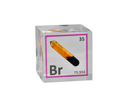 Bromine ampoule in 25mm acrylic cube