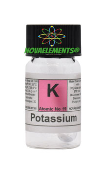 Potassium metal 1 gram shiny oxide free 99.9% argon sealed ampoule and vial