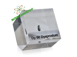 Dysprosium metal shiny piece acrylic cube