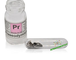 Praseodymium metal 1 gram 99.9% shiny oxide free argon ampoule and vial