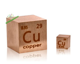 Copper metal 25.4mm cube 99.99% (1 inch)