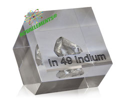 Indium metal shiny big piece 99.995% acrylic cube