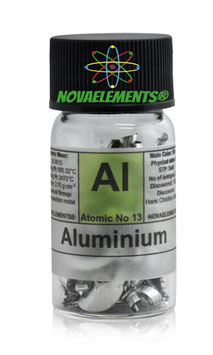 Aluminum metal shiny turnings 99.9% in fulfilled vial