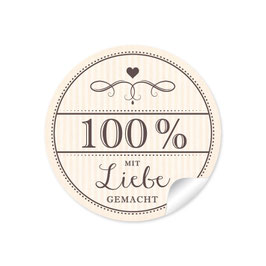 "100% mit Liebe gemacht"- Vintage Retro Style - creme