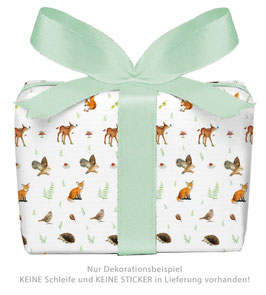 3 Bögen Geschenkpapier groß - WALDTIERE gedruckt auf PEFC™ zertifiziertem Papier