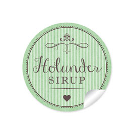 24 Sticker "Holundersirup" - Retro Style - grün
