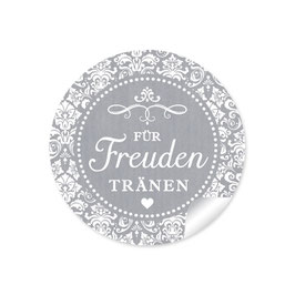 24 Sticker "Für Freudentränen" - Vintage Ornamente - grau