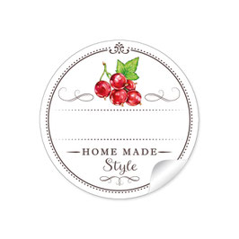 24 Sticker "Home Made Style"- Johannisbeere - weiß