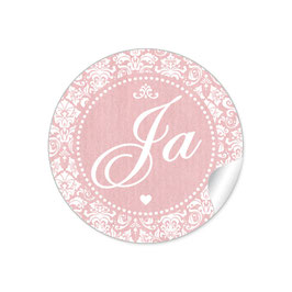 24 Sticker "Ja" - Shabby Chic Style - rosa