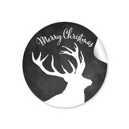 24 Sticker "Merry Christmas"- Hirsch - Kreidetafel Look