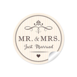 24 Sticker "MR. and MRS.  - Just married" - Vintage Retro - creme