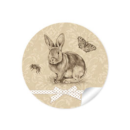 24 Sticker Retro Osterhase - beige