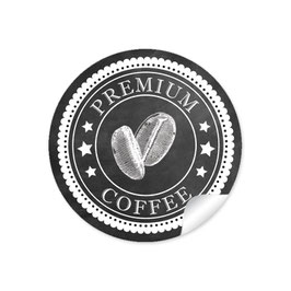 24 Sticker "Premium Coffee" -Kaffeebohne  schwarz