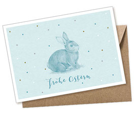 POSTKARTE HASE MINT PASTELL FROHE OSTERN