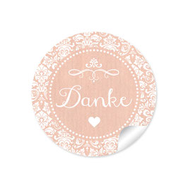 24 Sticker "Danke" - Vintage Ornamente -apricot