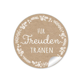 24 Sticker "Für Freudentränen" - Blütenranke weiß - natur