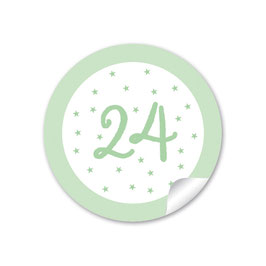 24 Sticker Adventskalenderzahlen - Sternchen - pastell grün