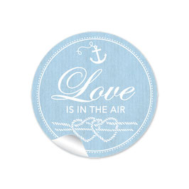 24 Sticker "Love ist in the Air" - Maritim Anker Knoten Herz blau