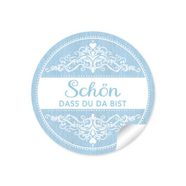 24 Sticker "Schön, dass du da bist" - Ornamente  - hellblau