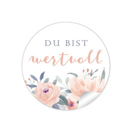 24 Sticker - Du bist wertvoll - Blüten Apricot