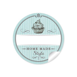 24 STicker "Home Made Style"- Cupcake - mint