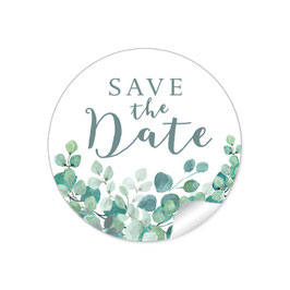 24 Sticker "Save the Date" - Eukalyptus