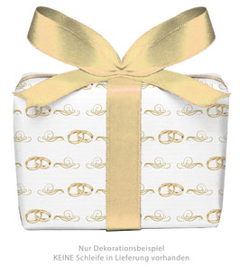 3 Bögen Geschenkpapier groß - Eheringe GOLD - gedruckt auf PEFC zertifiziertem Papier, 50 x 70 cm