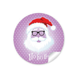 24 Sticker "Ho Ho Ho" -  Hipster Nikolaus - lila