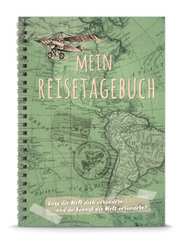 DIN A5 KREATIV DIY TAGEBUCH "MEIN REISETAGEBUCH" zum Selbstbeschreiben - GRÜN - (Spiralgebunden)